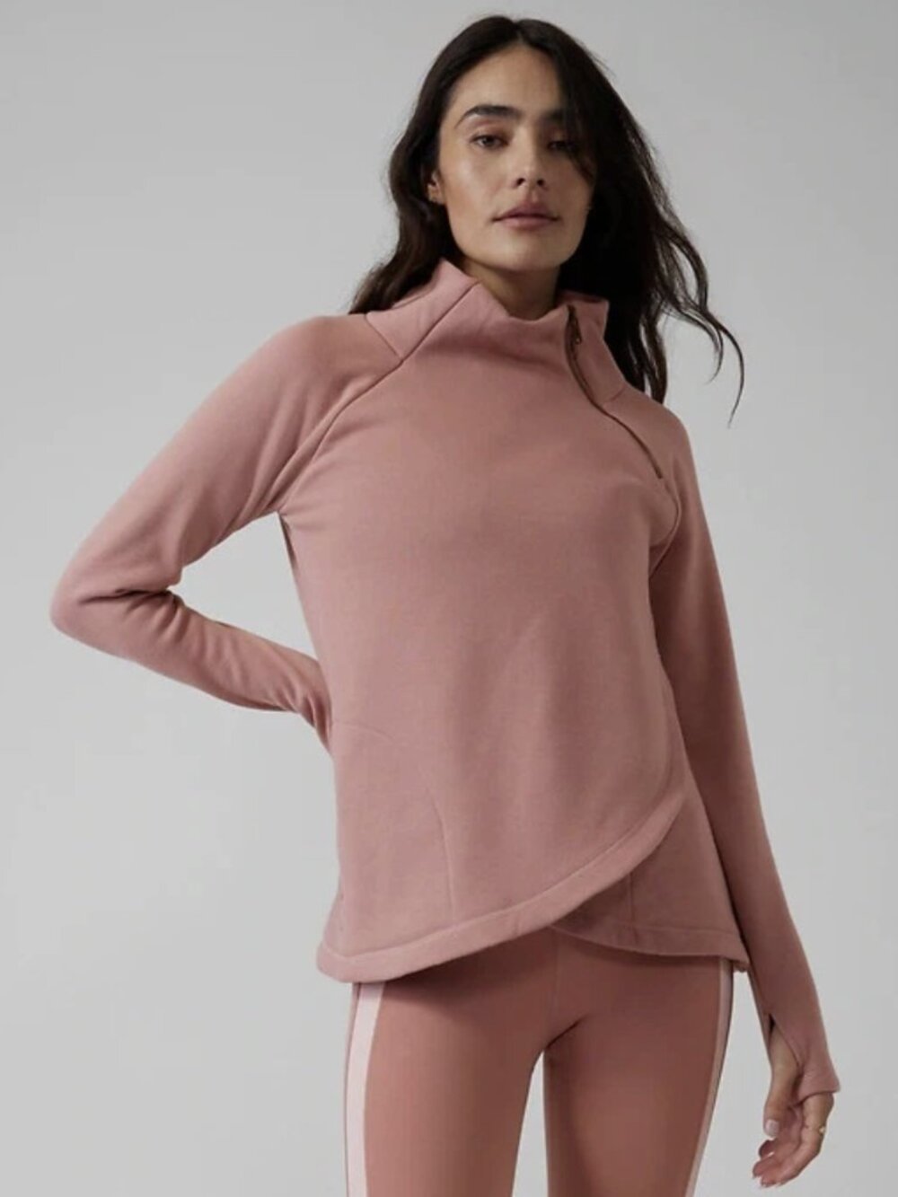 Athleta Cozy Karma Asym Pullover Fleece Palermo Pink Size XS